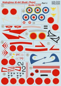 Print Scale 72-274 1/72 scale Decal for airplane - Nakajima Ki-44 Shoki Part-1 - Picture 1 of 12