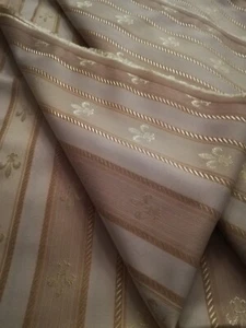 Vorhang Deko edler Baumwoll-Satin Jacquard Stoff Franz. Lilie Beige, 7m x 1, 40m - Bild 1 von 6