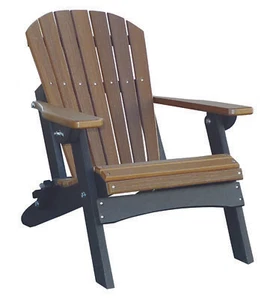 2-TONE FOLDING ADIRONDACK CHAIR - Beautiful Mahogany & Black All-Season Poly USA - Picture 1 of 1