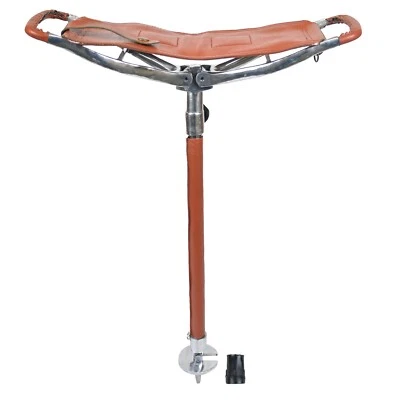 Leather Walking Stick Folding Seat Venator Tan Outdoor Shooting Stick Brown Seat - Image 1 of 4