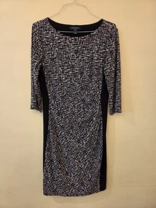 Vestido Ralph Lauren, estampado blanco y negro, ajustado y forrado, talla 14 - Imagen 1 de 8
