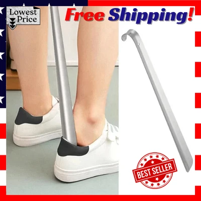 Cuerno de zapato de mango extra largo de 20,5" cuernos de zapato de metal con mango de acero inoxidable Foto 1 de 4