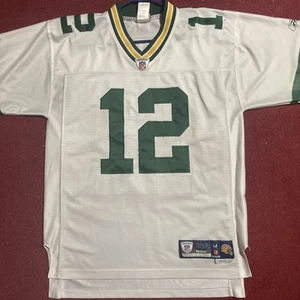 Green Bay Packers Jersey Aaron Rodgers Men Medium Reebok White Vintage Length +2 - Picture 1 of 6