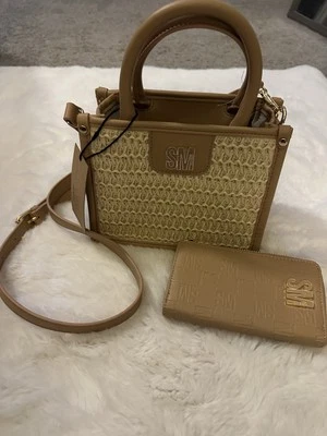 Новый с Ярлыками STEVE MADDEN BEVELYN соломенная сумка через плечо с Air Pod чехол и бумажник - Изображение 1 из 4