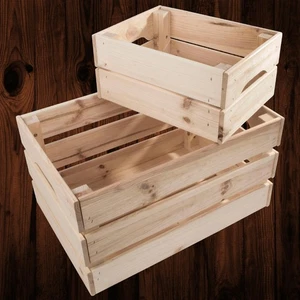 Wooden Crates Storage Boxes /2 Sizes/ Plain Unpainted Pinewood To Decorate Craft - Picture 1 of 40