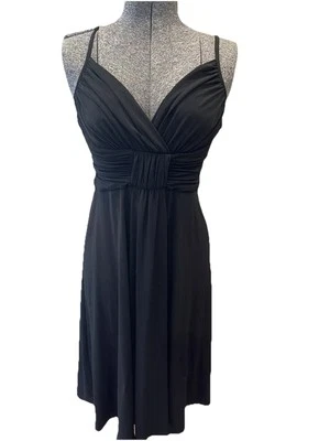 Vestido negro ceñido al cuerpo I’m Donna Morgan para dama talla 4-usado en excelente estado-poliéster elástico Spaghetti St Foto 1 de 4