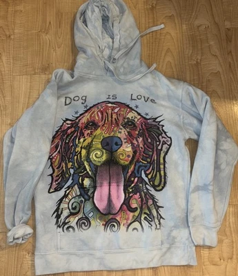 Sudadera con Capucha The Mountain Unisex Talla S Dog Is Love Tie-Dye Dean Russo 2015 Azul 🔥 Foto 1 de 4