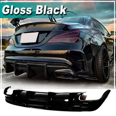 For Mercedes Benz W117 C117 Sport & CLA45 AMG Gloss Black Rear Bumper Diffuser - Image 1 of 4