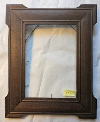 Vintage Brown Wood Frame w/Glass, Wire for Hanging, 5" x 7" Interior - Image 1 of 2