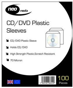 Neo Media 70 Micron CD DVD Sleeves Crystal Clear Disc Protection Pockets X 1000 - Afbeelding 1 van 1