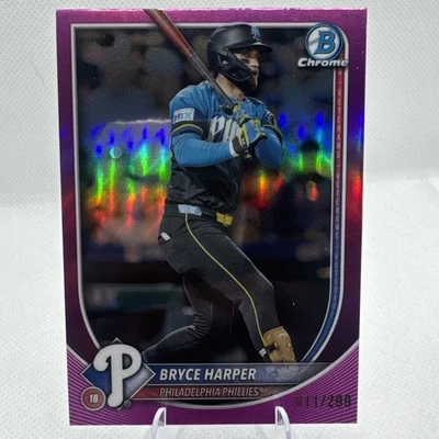 2025 Bowman Chrome - Bryce Harper, Bryce Harper #37 Fuchsia Refractor /299 - Image 1 of 2