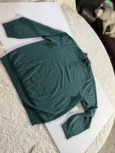 Jos. A. Bank Traveler 1/4 Zip Sweater Mens XXL Merino Wool Dark Green Pullover - Picture 1 of 5