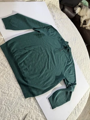 Jos. A. Suéter Bank Traveler 1/4 Cremallera Para Hombre XXL Lana Merino Verde Oscuro Pullover Foto 1 de 4