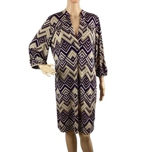 Banana Republic Factory Geometric Dress Size L Tan Multicolor - Picture 1 of 7