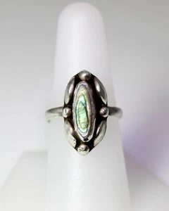 Anillo concha de abulón de plata de ley vintage talla 8 – 7354 - Imagen 1 de 5