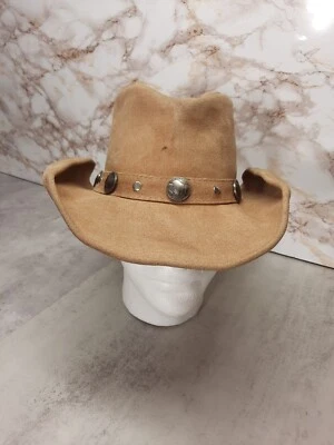 Sombrero de vaquero de cuero tostado talla pequeña de níquel búfalo Outback de MINNETONKA para hombre Foto 1 de 4