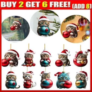 Cute Acrylic Pet Cat Pendant Home Decorations Christmas-Tree Hanging Ornament KZ - Picture 1 of 25