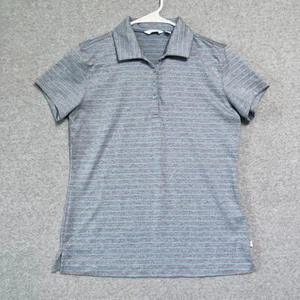Lady Hagen Shirt Womens Small Polo Gray Striped Short Sleeve Golf - Picture 1 of 9