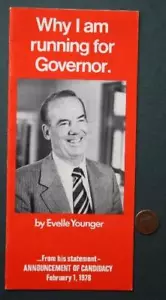 1978 Evelle Younger for California Governor signed autograph campaign brochure- - Picture 1 of 1