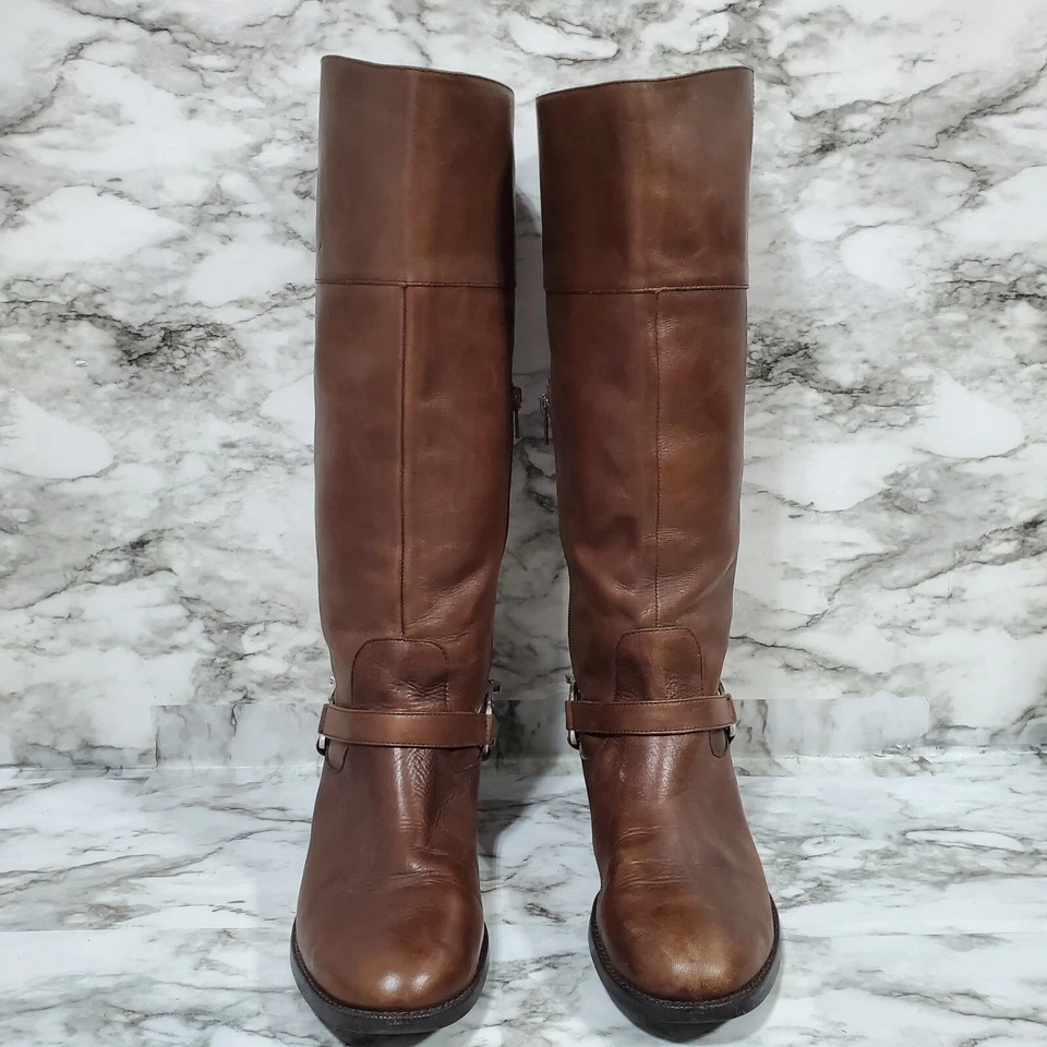 Lauren Ralph Lauren Botas Jacqui Para Mujer 8.5B Marrón Cadena Hasta la Rodilla Ecuestres Foto 1 de 4