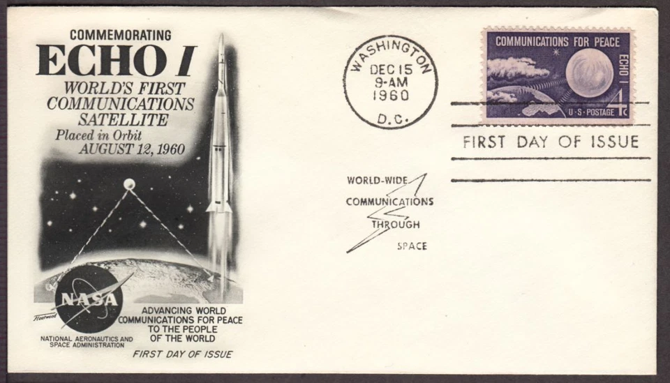 1960 Echo I communications satellite Sc 1173 FDC Fleetwood cachet - Image 1 of 1