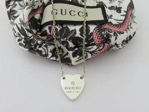 Gucci Sterling Silver Trademark Heart Pendant Necklace - Picture 1 of 4