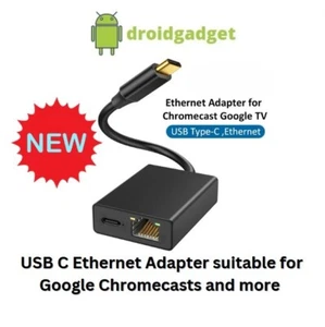 Ethernet Adaptor Adapter for Google Chromecast Micro-USB UK Mains Plug - Black - Picture 1 of 1