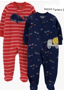 Simple Joys by Carter's Baby Boys' 2-Pack Cotton Footed Zip Snap New - Picture 1 of 7