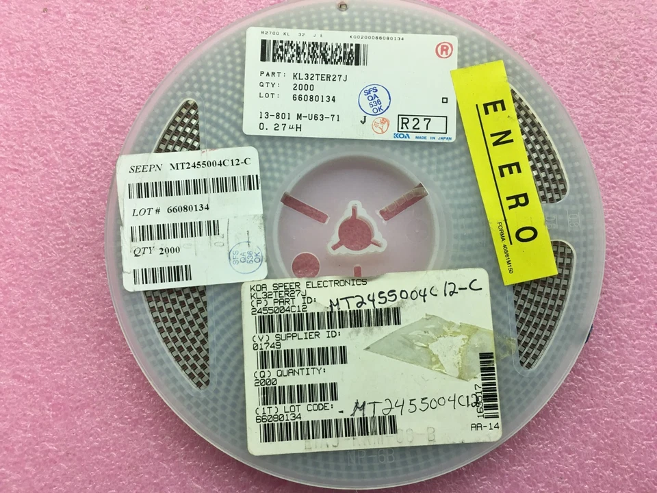 (1,999 PIECE REEL) KL32TER27J, KOA, Inductor, 0.27uH, 5%, 1 Element, SMD, 1310 - Image 1 of 1