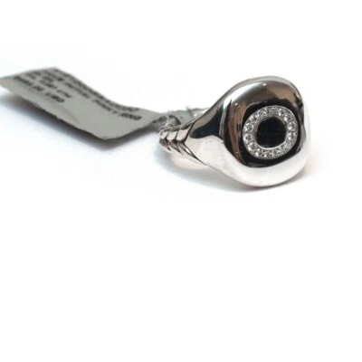 DAVID YURMAN New Pave Initial Letter O Pinky Ring in Diamond & Silver Size 3.5 - Image 1 of 4