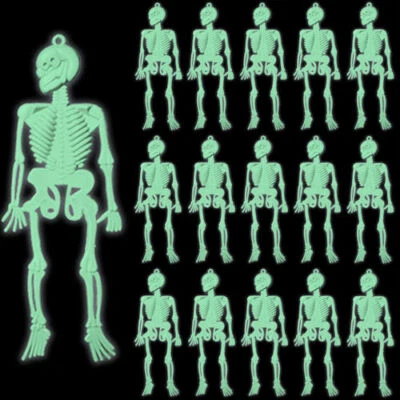 Glow In The Dark Skeletons - 16 Pack Halloween Party Decorations Spooky Toys