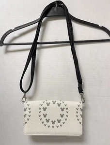 Disney Parks Mickey Mouse Icon Logo White Crossbody Wallet Bag Purse - Picture 1 of 7