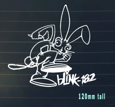 blink 182 bunny style white band Sticker  car laptop  pop punk rock 118mm tall - Image 1 of 4