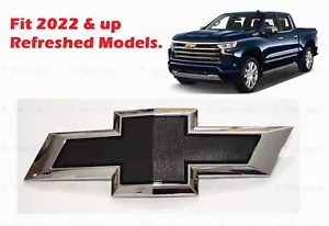 2022+ Chevrolet Refreshed Silverado 1500 Bowtie Front Grille Chrome Black Emblem - Picture 1 of 6