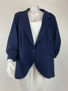 ModCloth Size 4X Fine and Sandy Blazer Navy Blue 3/4 Sleeve Pockets Lined - Picture 1 of 10