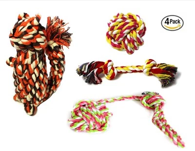 Ropeez Dog Chew Cotton Rope Toys Puppy Teething Toy Small Dogs 4 Pcs - Squirrel  - Image 1 of 4