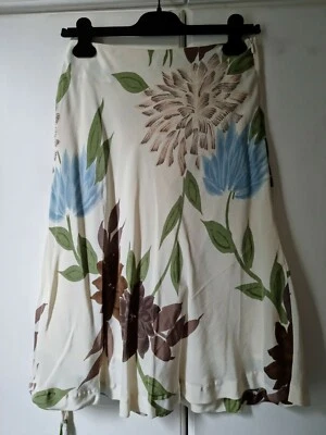 Falda Tara Jarmon Estampado Floral Seda Línea A Talla FR38 Foto 1 de 4