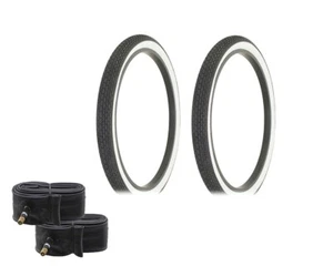 PAIR BICYCLE DURO SEMI-SLICK TIRES W/TUBES IN 24 X 2.125 BRICK TREAD G5009 BLACK - Picture 1 of 1