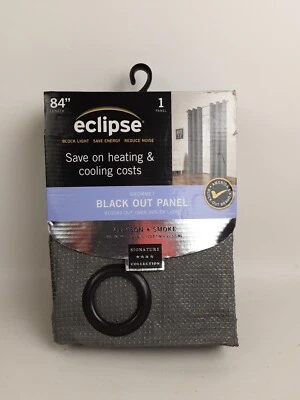 Eclipse Blackout Grommet Curtain 42 in x 84 long 1 Panel Madison Smoke  - Image 1 of 4
