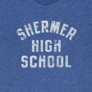 SHERMER HIGH SCHOOL "Vintage Look" 50/50 Blend Gym T-Shirt - hughes breakfast  - Picture 1 of 14