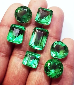 Loose Gemstone Brazilian Green Topaz 66.40 Ct 7 Pieces Mixed Shape Lot - Picture 1 of 6