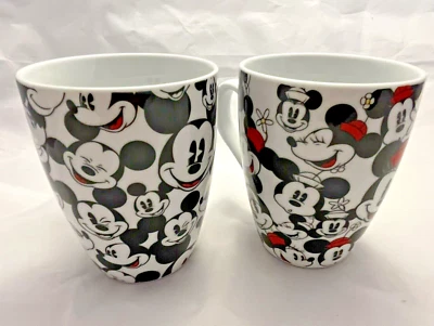 Vintage Disney, Set of 2 Mickey & Minnie Mouse All Over Coffee Mugs, EUC - Image 1 of 4