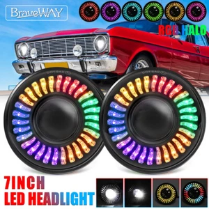 2x 7" LED Headlights RGB DRL For Ford Falcon HO XA XB XC XK XL XM XP XR XT GT GS - Picture 1 of 20