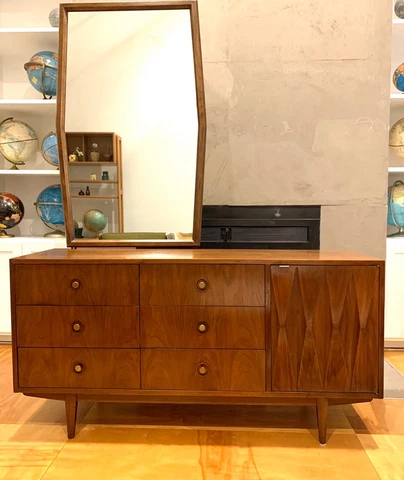 Albert Parvin AMERICAN MARTINSVILLE Mid Century Modern Dresser Mirror Credenza Cover