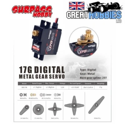 Surpass Hobby 17G Metal Gear Digital Servo for 1/18 1/16 Mini RC Car Plane Boat