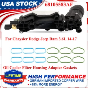 ENGINE Oil Filter Housing 68105583AF For 2014-2017 Chrysler Jeep Dodge V6 3.6L - Imagen 1 de 12