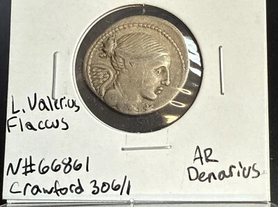 L. Valerius Flaccus, Roman Republic AR Denarius, 108-107 B.C. Numista#66861 - Image 1 of 4