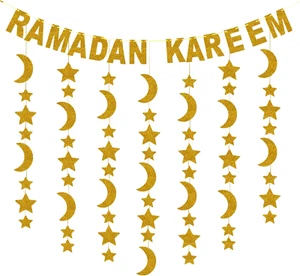 Glitter, Ramadan Banner for Ramadan Decorations - 10 Feet, No DIY | 13 Feet Hang - Picture 1 of 12