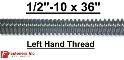 USA 1/2"-10 x 36" Acme Threaded Rod Left Hand LH 1/2-10 x 3ft. Plain Steel CNC LC