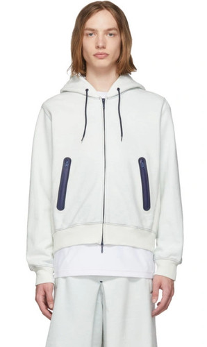 OFF WHITE Felpa con cappuccio FUMITO GANRYU bianco sporco resistente all'acqua tasche giacca 3 taglie M L